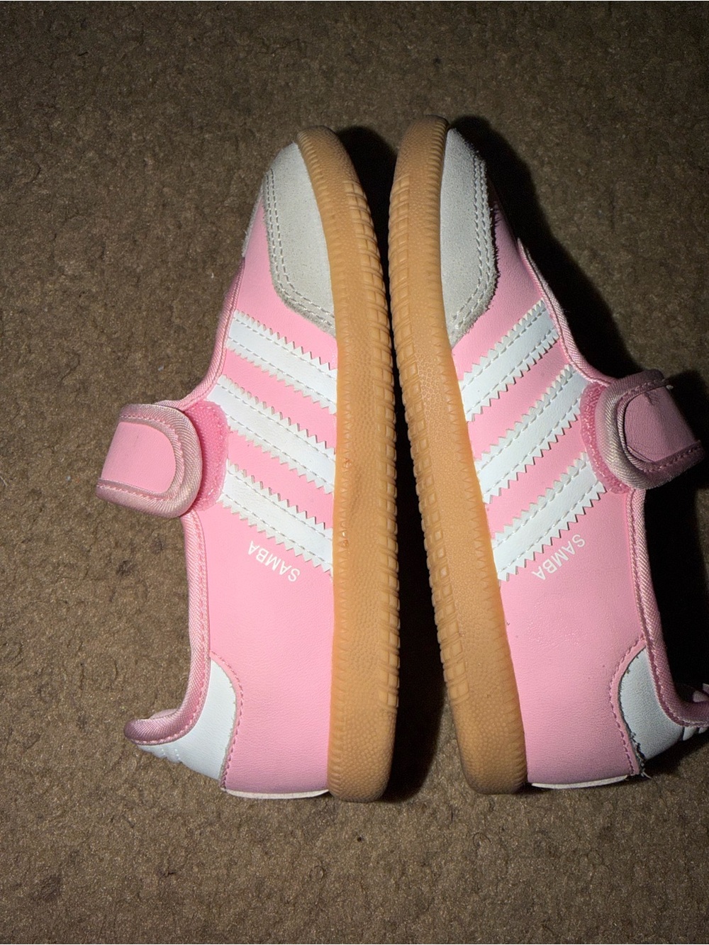 adidas Kids Pink & White Samba-Style Velcro Sneakers